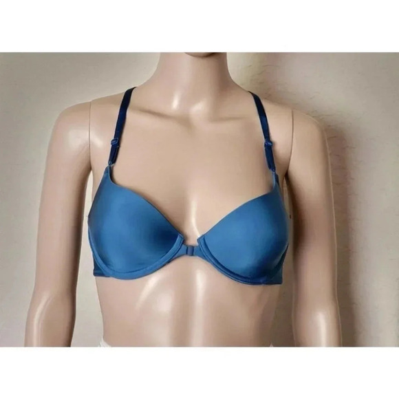 Victoria's secret lined Demi under wire front close racerback blue bra size 32D - Picture 1 of 6